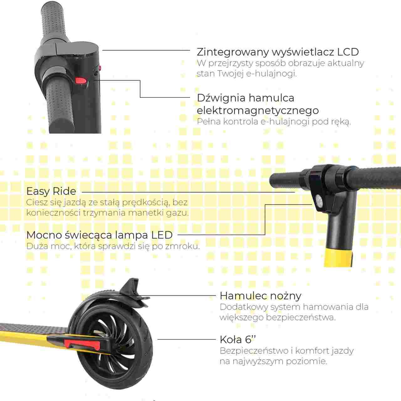 Hulajnoga Frugal Dynamic Light żółta wyposażenie